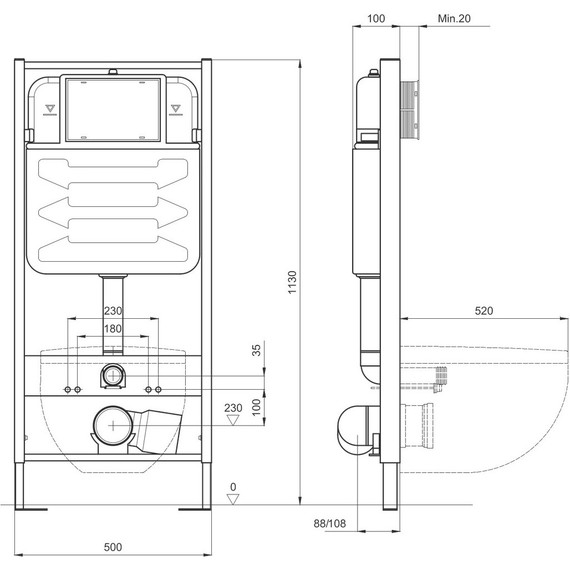 Инсталляция Aquatek Standart 50 INS-0000012 с подвесным унитазом Aquatek Вега AQ1904-00 (кнопка KDI-0000016 хром) - фото 9
