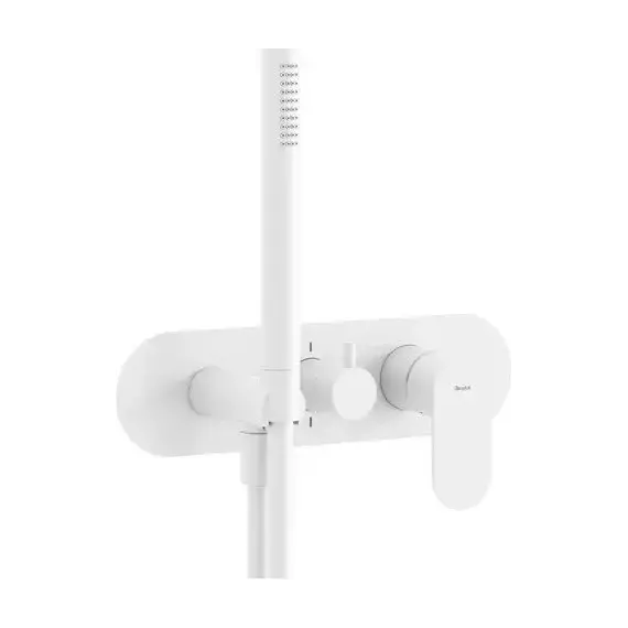 Смеситель для душа Ravak 2 потребителя Eleganta EL 065.10WV.O2+S X070263, белый вельвет - фото 2