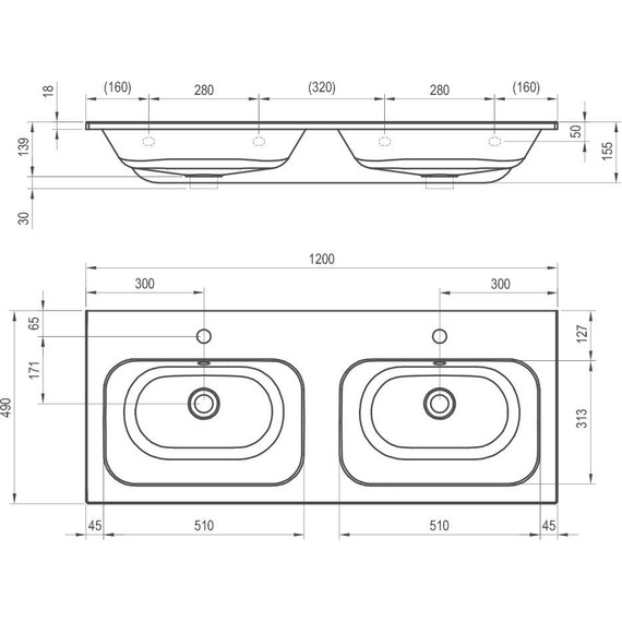Умывальник Ravak CHROME SLIM 120 см XJG01112001 - фото 3