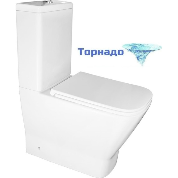 Унитаз-компакт безободковый Azario Joy AZ-2168-UQ3 с крышкой микролифт (система смыва Торнадо) - фото 