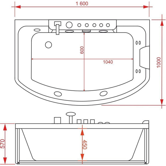 Ванна гидромассажная EvaGold 160x100 см OLB-842L - фото 6