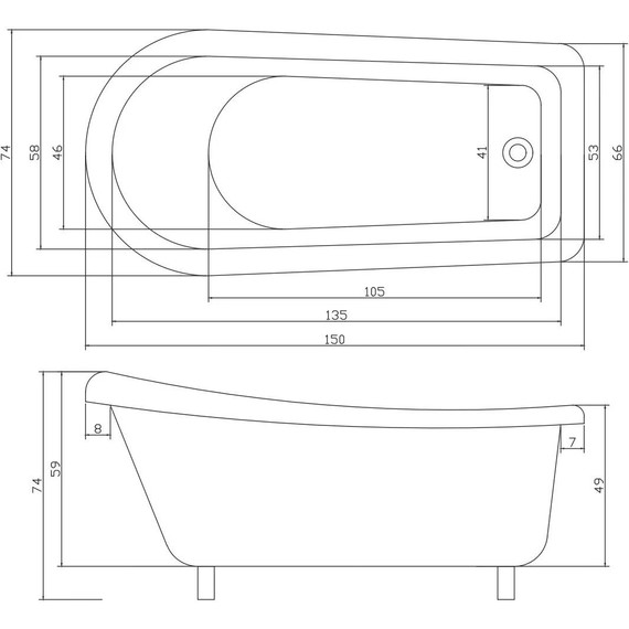 Ванна отдельностоящая Parly Vito 150 155x74 см - фото 6