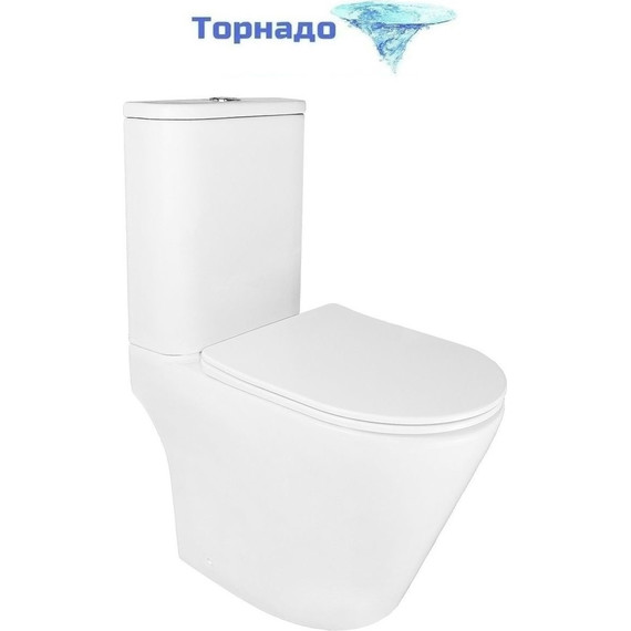 Унитаз-компакт безободковый Azario Berton AZ-6093 с тонкой крышкой микролифт (Система смыва торнадо) - фото 