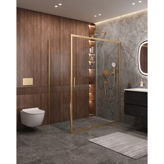 Душевое ограждение Cezares 160x90 см MOLVENO-AH-11-160/90-C-BORO-IV, брашированное золото/прозрачное - фото 