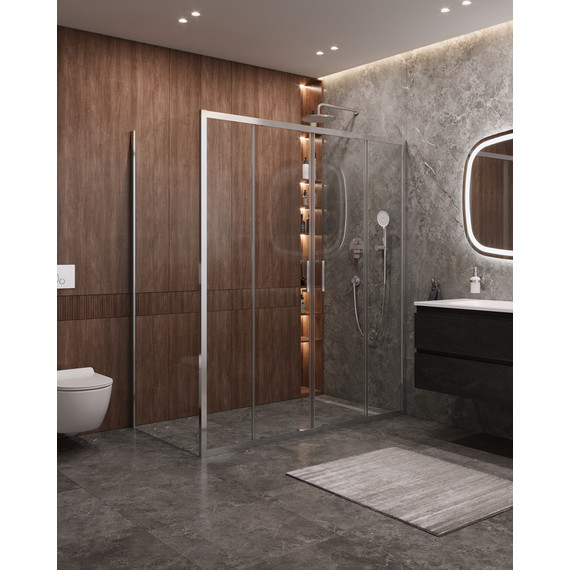 Душевое ограждение Cezares 180x80 см MOLVENO-AH-2/1-180/80-C-Cr-IV, хром/прозрачное - фото 