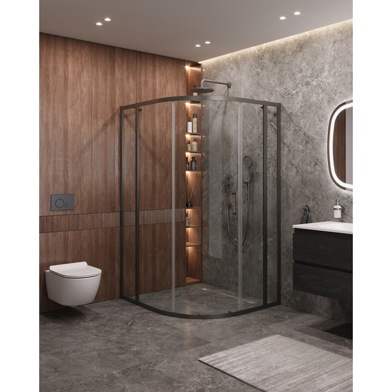 Душевое ограждение Cezares 120x110 см MOLVENO-RH-11-120/110-C-GM-IV, оружейная сталь/прозрачное - фото 