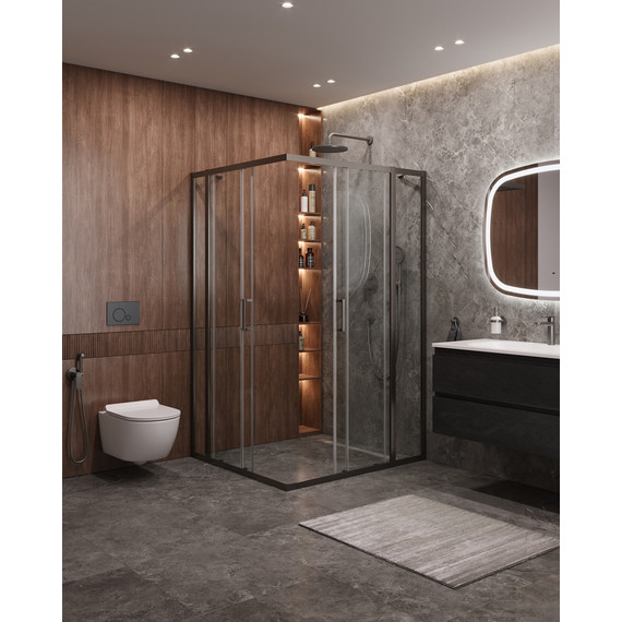 Душевое ограждение Cezares 120x110 см MOLVENO-AH-22-120/110-C-GM-IV, оружейная сталь/прозрачное - фото 2