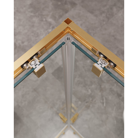 Душевое ограждение Cezares 120x100 см MOLVENO-AH-21-100+20-C-BORO-IV, брашированное золото/прозрачное - фото 4