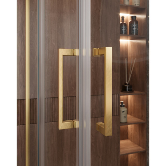 Душевое ограждение Cezares 120x100 см MOLVENO-AH-21-100+20-C-BORO-IV, брашированное золото/прозрачное - фото 3