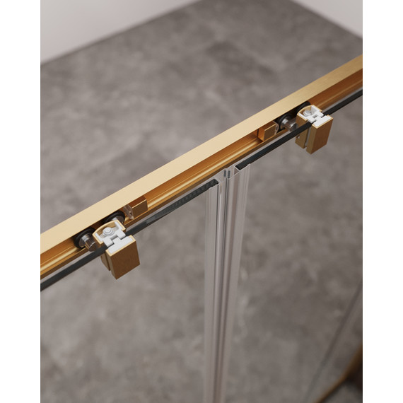 Душевое ограждение Cezares 170x90 см MOLVENO-AH-2/1-170/90-C-BORO-IV, брашированное золото/прозрачное - фото 4