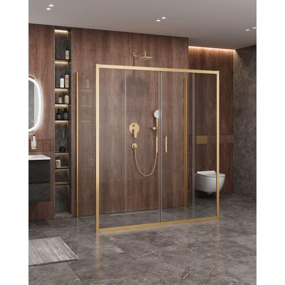 Душевое ограждение Cezares 170x90 см MOLVENO-AH-2/2-170/90-C-BORO-IV, брашированное золото/прозрачное - фото 