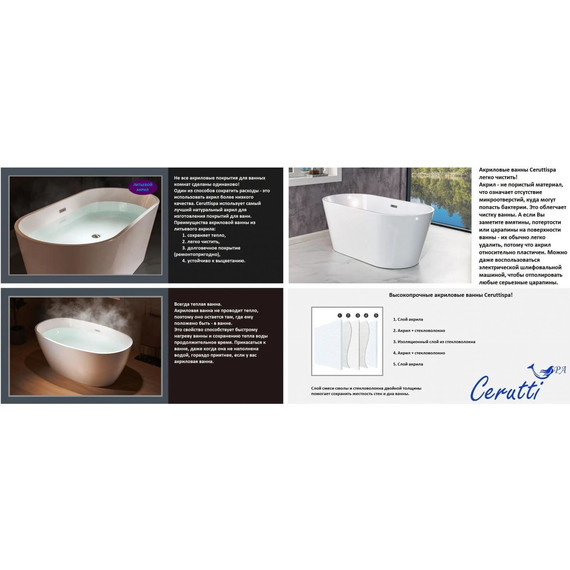 Ванна отдельностоящая Parly Vito 150G 155x74 см - фото 3