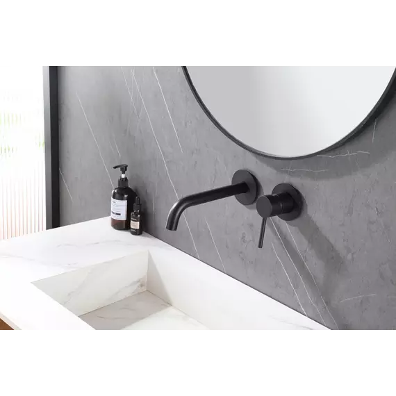 Смеситель для раковины настенный Abber Wasser Kreis AF8112B (со скрытой частью) чёрный матовый, Цвет производителя: чёрный матовый - фото 2