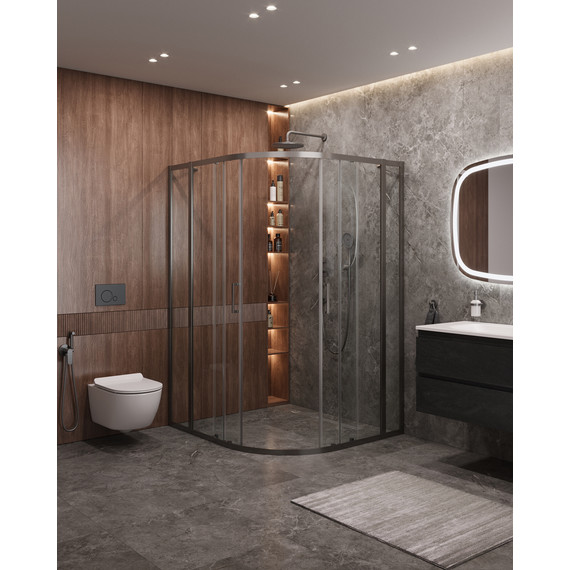 Душевое ограждение Cezares 130x120 см MOLVENO-RH-22-130/120-C-GM-IV, оружейная сталь/прозрачное - фото 2