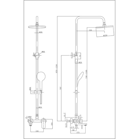 Душевая стойка Azario Arizona AZ-20BR, чёрный, Цвет производителя: чёрный - фото 7