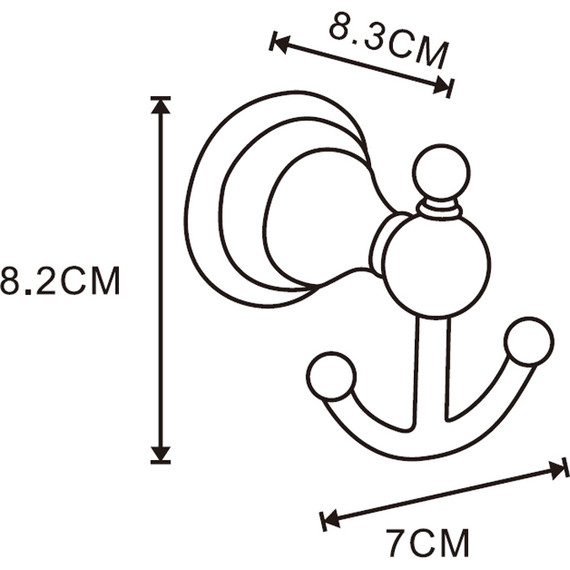 Двойной крючок Azario Elvia AZ-91105G, цвет золото - фото 2