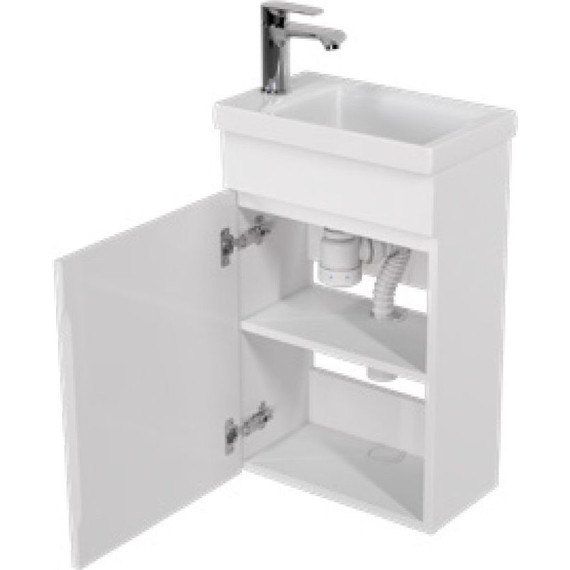 Тумба подвесная с раковиной Mirsant Soho quadro 40 см (универсальная) белый - фото 3