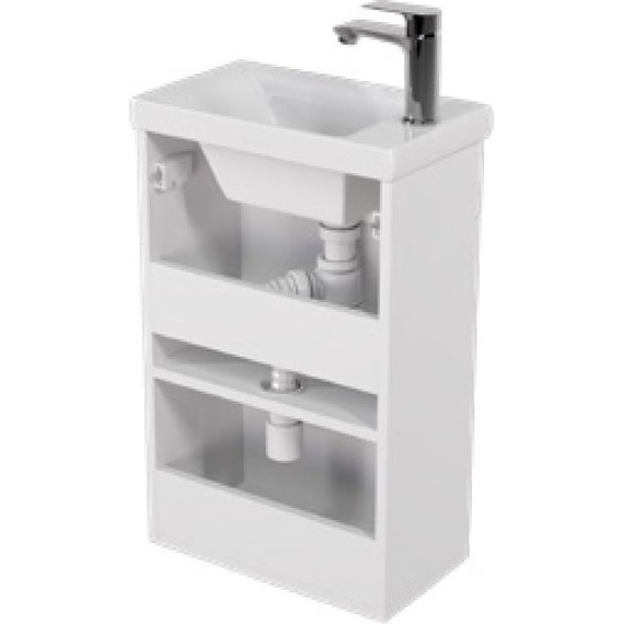 Тумба подвесная с раковиной Mirsant Soho quadro 40 см (универсальная) белый - фото 4