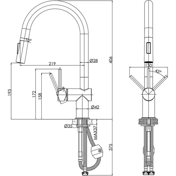 Смеситель для кухни Cersanit Brasko A68226, сатин - фото 15