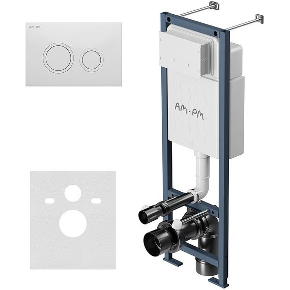 Инсталляция с подвесным унитазом комплект: Am.Pm ErgoFit FlashClean IS110101.741701 с подвесным безободковым унитазом, сиденье микролифт, кнопка смыва белая - фото 12
