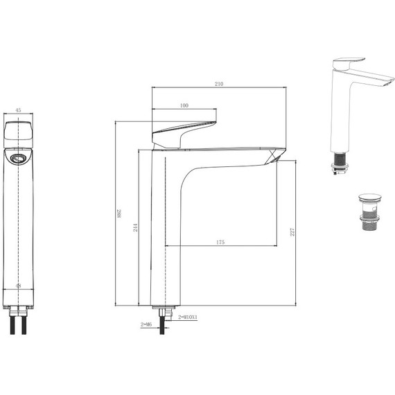 Смеситель для раковины высокий Aquatek Вега AQ1005CR, Цвет производителя: хром - фото 4