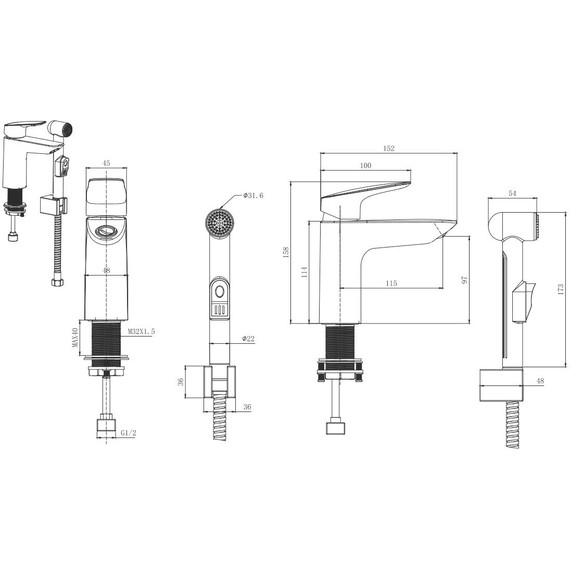 Смеситель для раковины с лейкой для биде Aquatek Вега AQ1012MB, чёрный матовый, Цвет производителя: чёрный матовый - фото 6