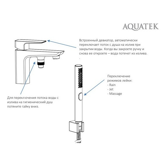 Смеситель для ванны Aquatek Вега AQ1044CR, Цвет производителя: хром - фото 7