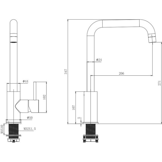Смеситель для кухни Aquatek Вега AQ1080MB, чёрный матовый, Цвет производителя: чёрный матовый - фото 4