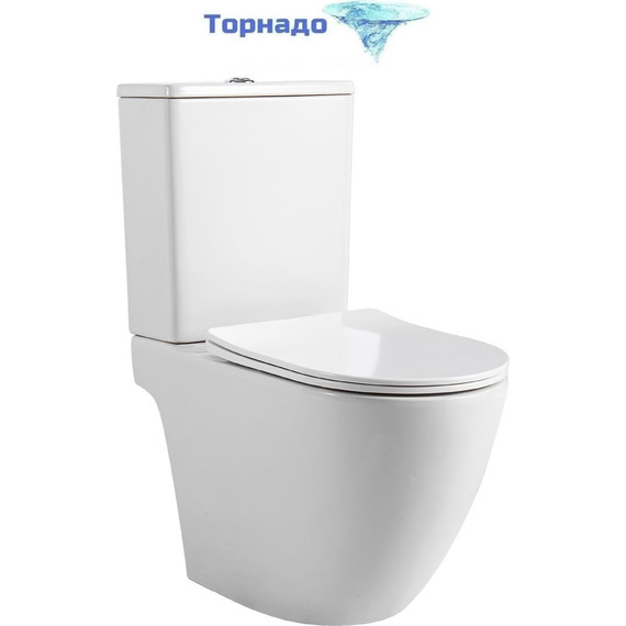 Унитаз-компакт безободковый Aquatek Европа AQ2903T-00 с тонкой крышкой микролифт (система смыва Торнадо) - фото 