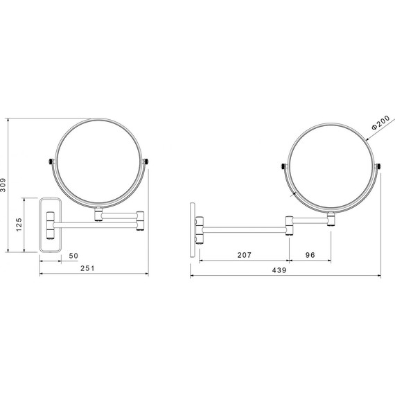Зеркало косметическое настенное Aquatek AQ4911BG, цвет золото шлифованное - фото 2