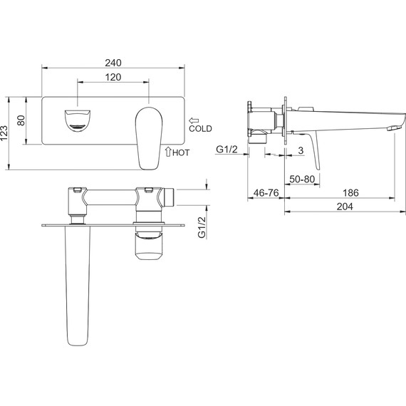 Смеситель для раковины настенный Aquatek Бетта AQ1113CR, Цвет производителя: хром - фото 9