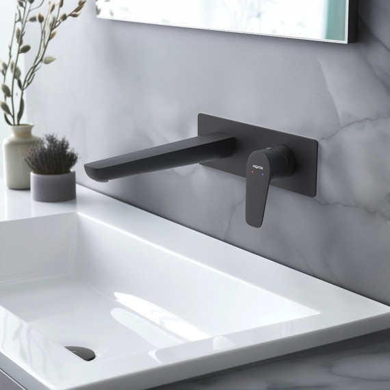 Смеситель для раковины настенный Aquatek Бетта AQ1113MB, чёрный матовый, Цвет производителя: чёрный матовый - фото 2