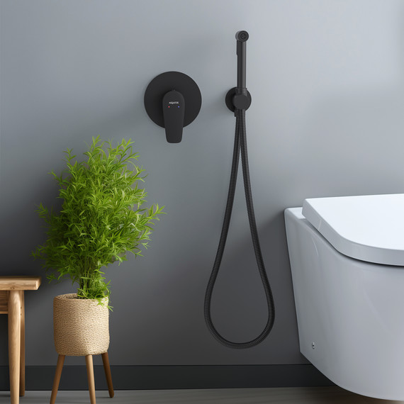 Набор для гигиенического душа Aquatek Бетта AQ1119MB (со скрытой частью) чёрный матовый - фото 3