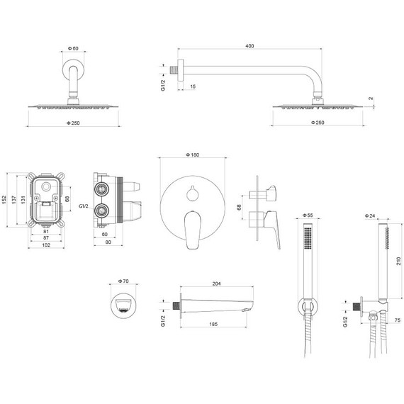 Душевая система для ванны Aquatek Бетта AQ1173CR (со скрытой частью), Цвет производителя: хром - фото 10