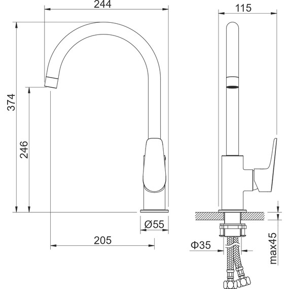 Смеситель для кухни Aquatek Бетта AQ1182MB, чёрный матовый, Цвет производителя: чёрный матовый - фото 8