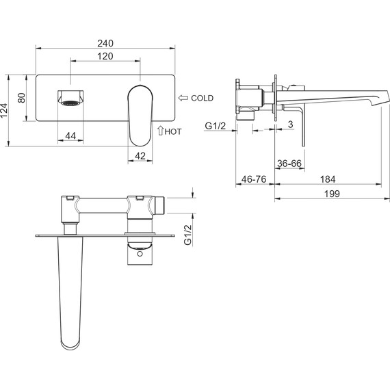 Смеситель для раковины настенный Aquatek Оберон AQ1213CR, Цвет производителя: хром - фото 5
