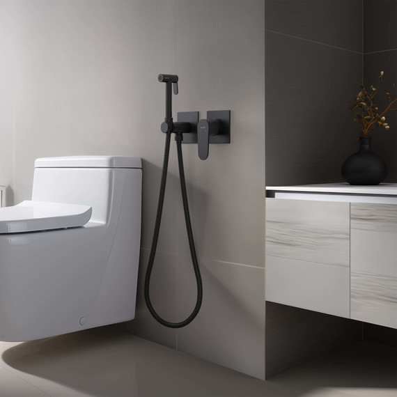 Набор для гигиенического душа Aquatek Оберон AQ1220MB (со скрытой частью) чёрный матовый - фото 2