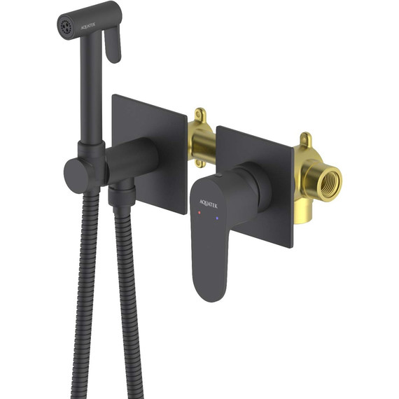 Набор для гигиенического душа Aquatek Оберон AQ1220MB (со скрытой частью) чёрный матовый - фото 4