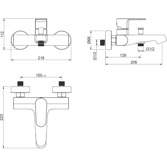 Смеситель для ванны Aquatek Оберон AQ1240MB, чёрный матовый, Цвет производителя: чёрный матовый - фото 9