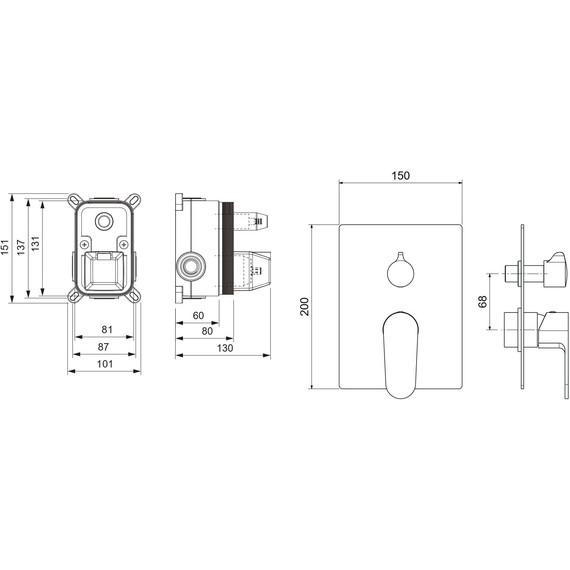 Смеситель для ванны Aquatek Оберон AQ1246MB (со скрытой частью) чёрный матовый, Цвет производителя: чёрный матовый - фото 3