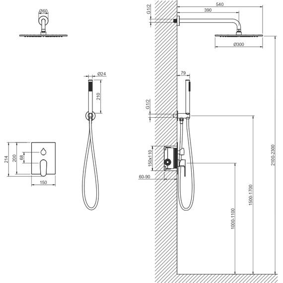 Душевая система для душа Aquatek Оберон AQ1272CR (со скрытой частью), Цвет производителя: хром - фото 7