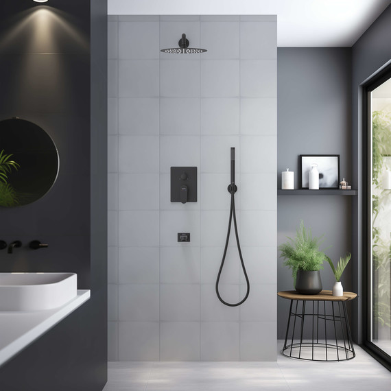 Душевая система для ванны Aquatek Оберон AQ1273MB (со скрытой частью) чёрный матовый, Цвет производителя: чёрный матовый - фото 3