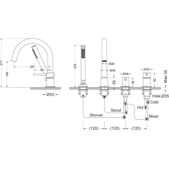 Смеситель для ванны Aquatek Европа AQ1348CR, Цвет производителя: хром - фото 9