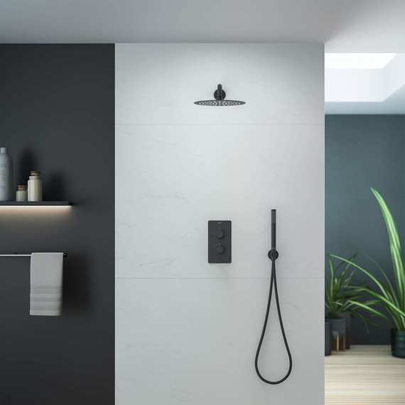 Душевая система для душа термостатом Aquatek Европа AQ1376MB (со скрытой частью) чёрный матовый, Цвет производителя: чёрный матовый - фото 4