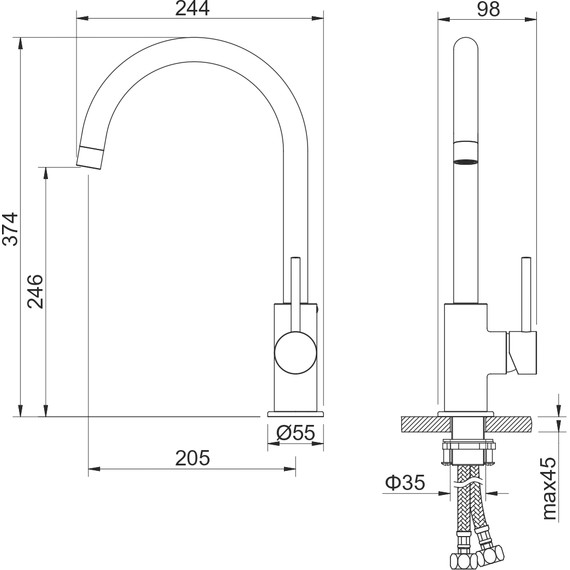 Смеситель для кухни Aquatek Европа AQ1382CR, Цвет производителя: хром - фото 7