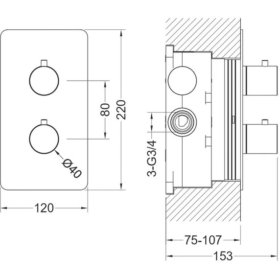 Смеситель для душа с термостатом Aquatek Европа AQ1391MB (со скрытой частью) чёрный матовый, Цвет производителя: чёрный матовый - фото 3