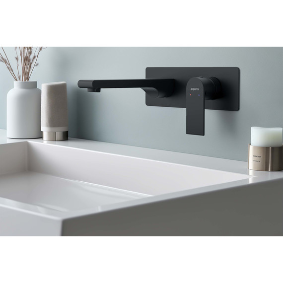 Смеситель для раковины настенный Aquatek Лира AQ1413MB, чёрный матовый, Цвет производителя: чёрный матовый - фото 2