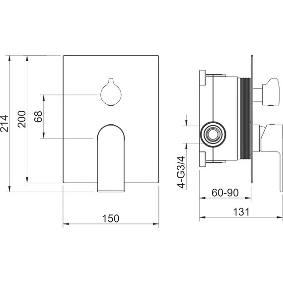 Смеситель для ванны Aquatek Лира AQ1446MB (со скрытой частью) чёрный матовый, Цвет производителя: чёрный матовый - фото 4