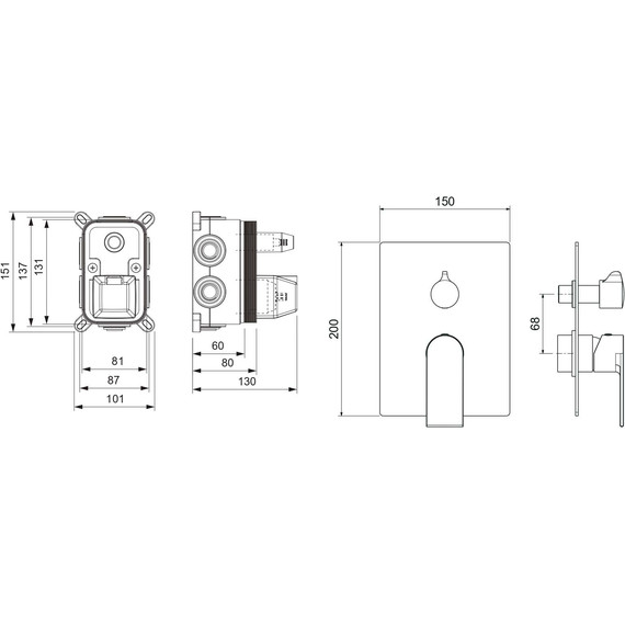 Смеситель для ванны Aquatek Лира AQ1447MB (со скрытой частью) чёрный матовый, Цвет производителя: чёрный матовый - фото 3