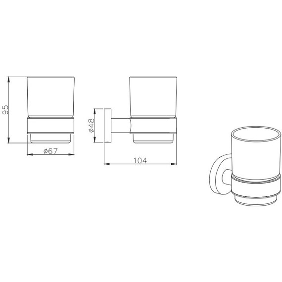 Стакан для зубных щеток Aquatek Вега AQ4004MB, цвет чёрный матовый - фото 2